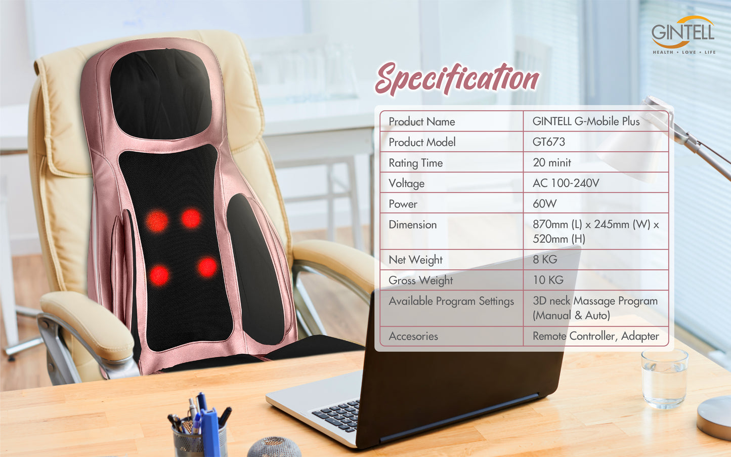GINTELL G-Mobile Plus Massage Cushion