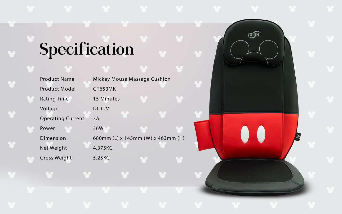 GINTELL Limited Edition Mickey Mouse Massage Cushion