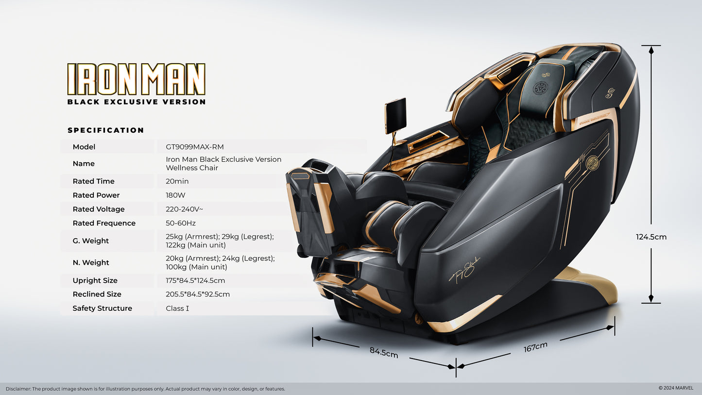 GINTELL Iron Man Black Exclusive Version Wellness Massage Chair