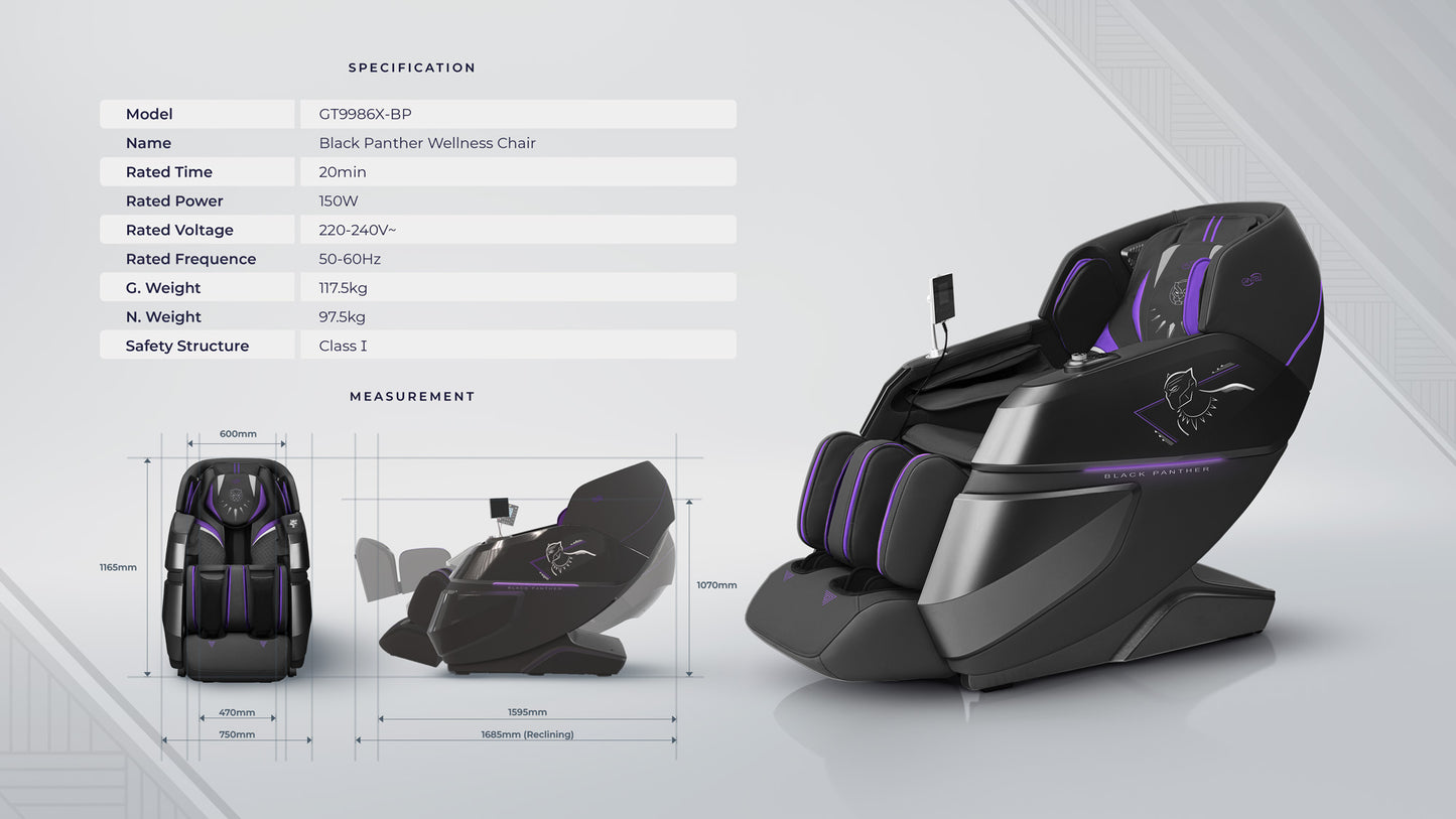 GINTELL Limited Edition Black Panther Wellness Massage Chair