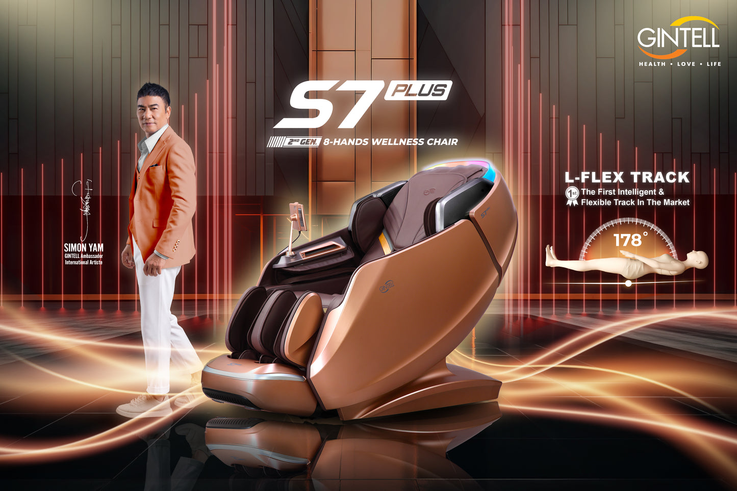 GINTELL S7 PLUS 2nd Gen 8 Hands Wellness Massage Chair