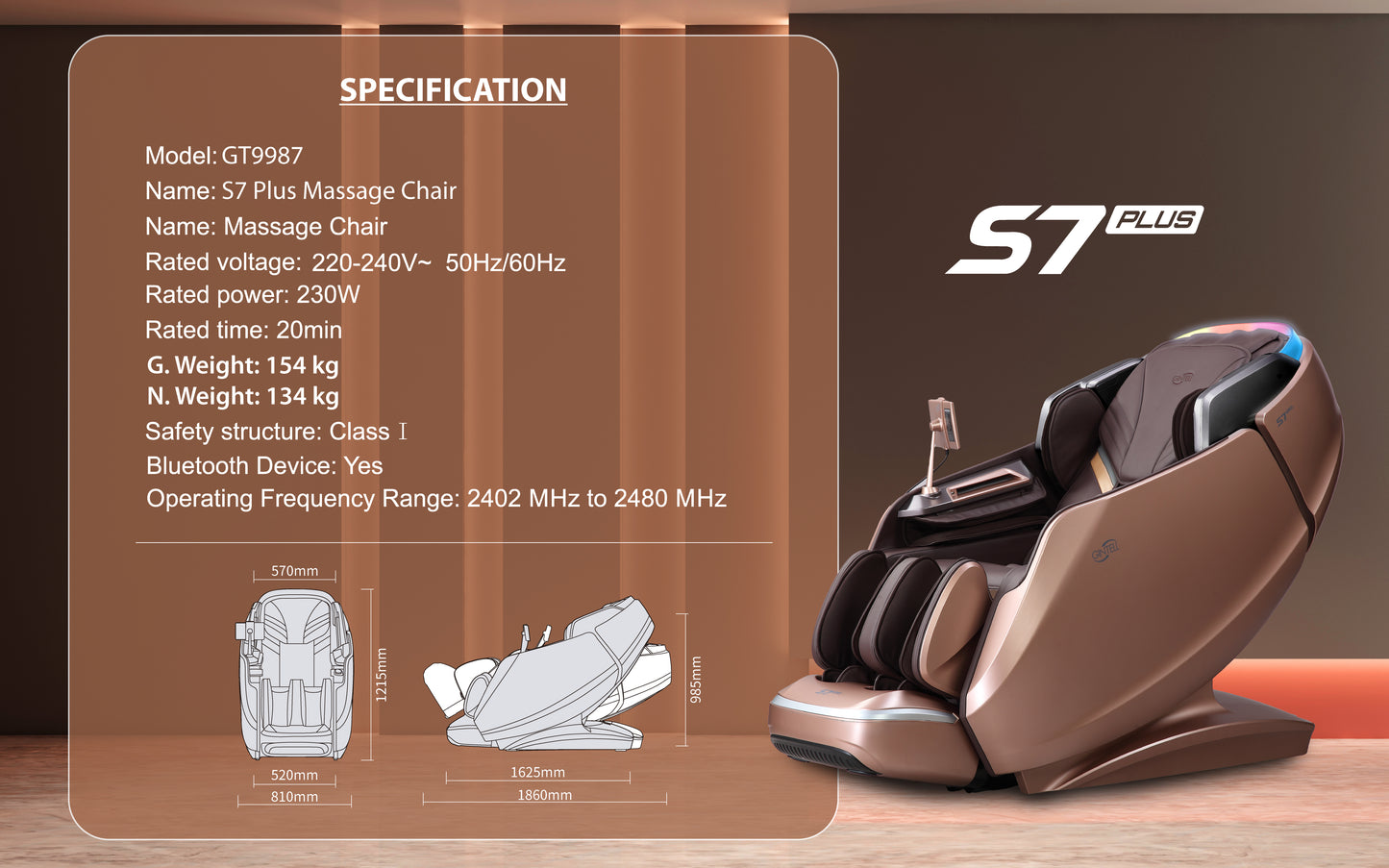 GINTELL S7 PLUS 2nd Gen 8 Hands Wellness Massage Chair