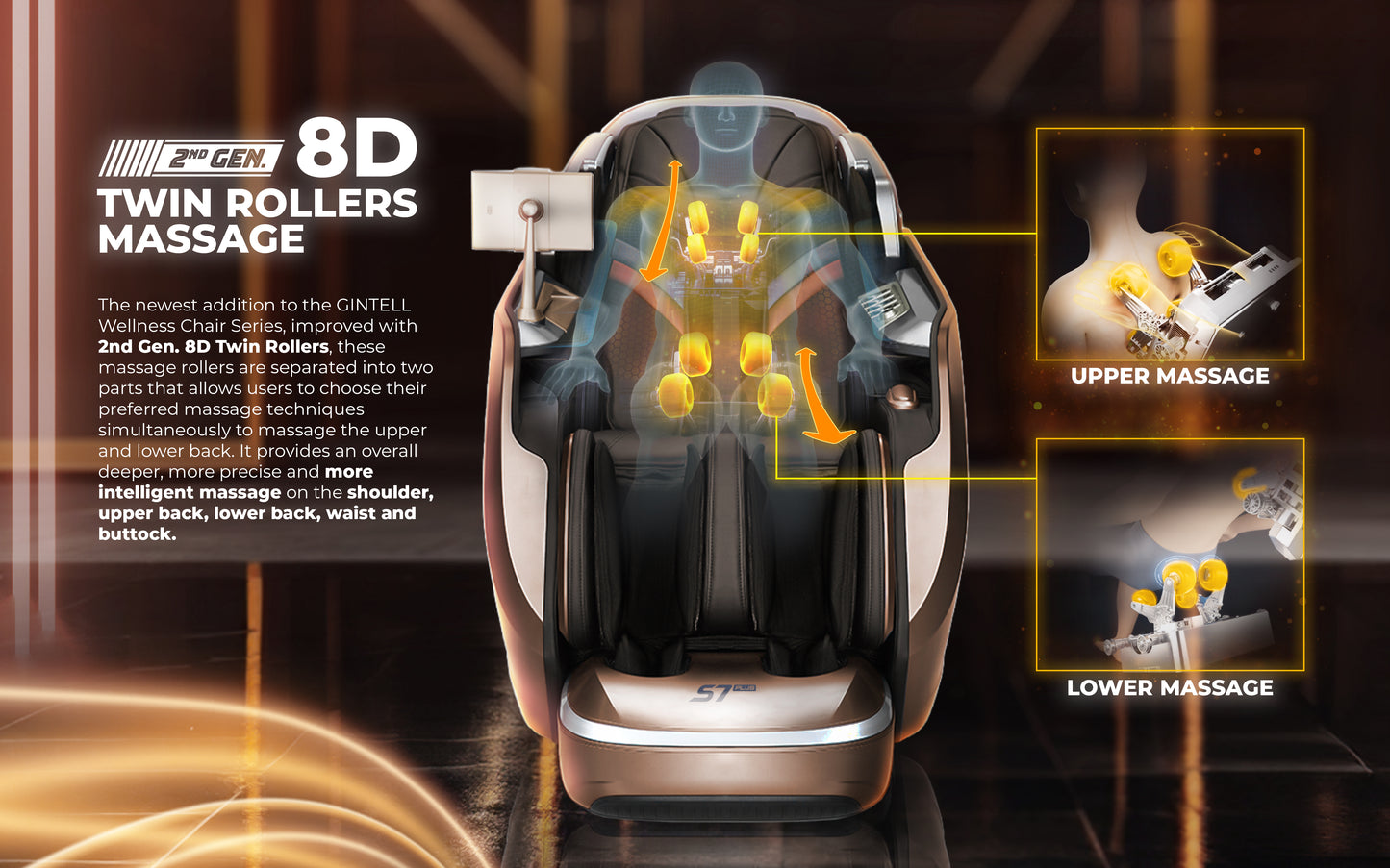 GINTELL S7 PLUS 2nd Gen 8 Hands Wellness Massage Chair