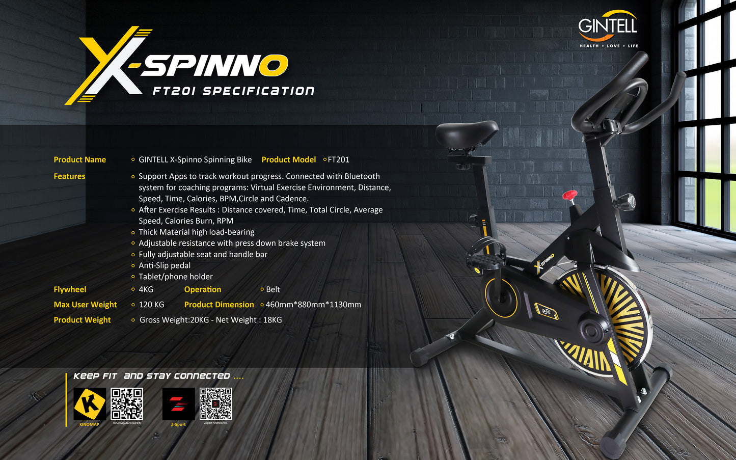 GINTELL X-Spinno Spinning Exercise Bike