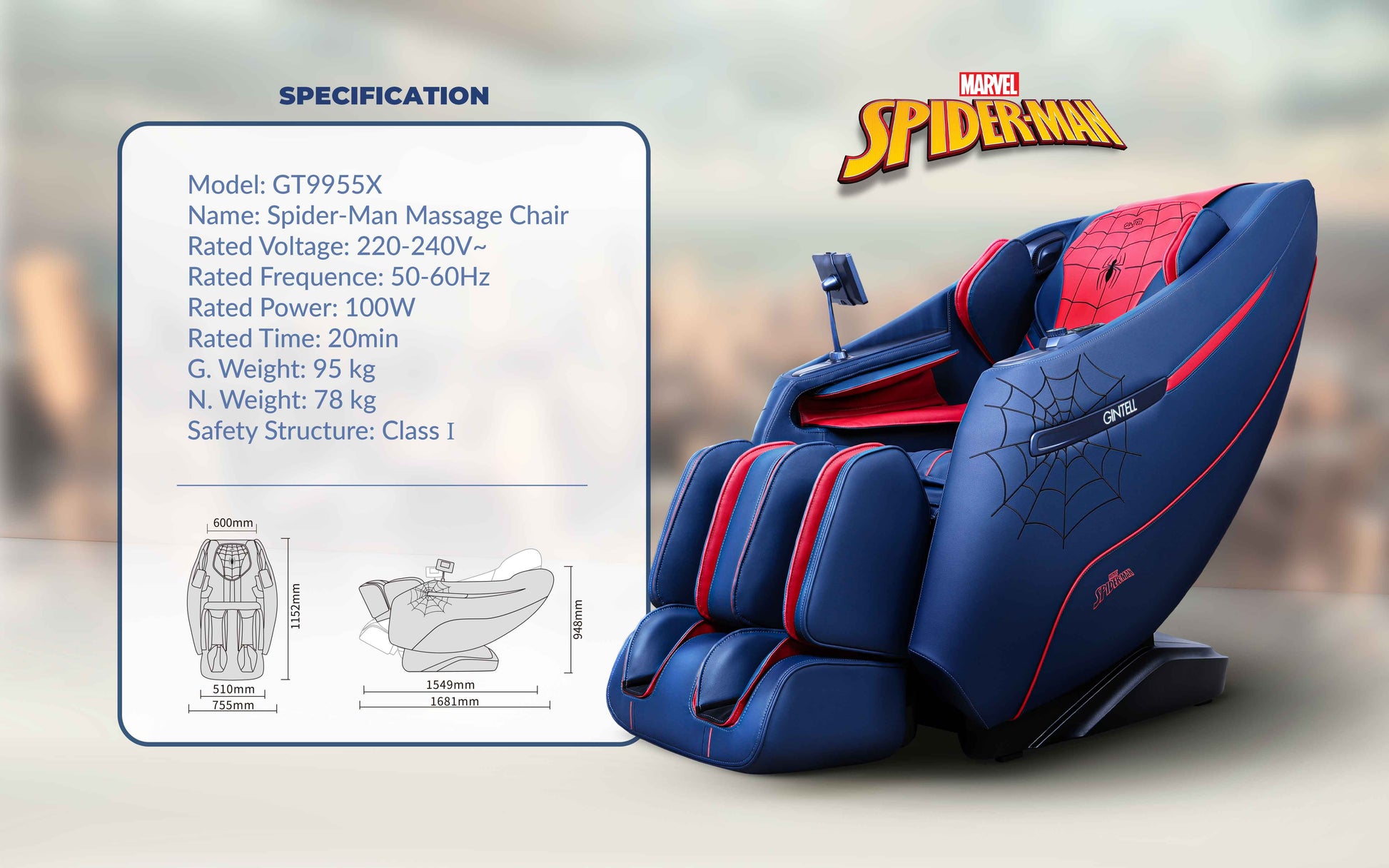 Kursi Gaming Spider Man Recliner Chair GINTELL Limited Edition