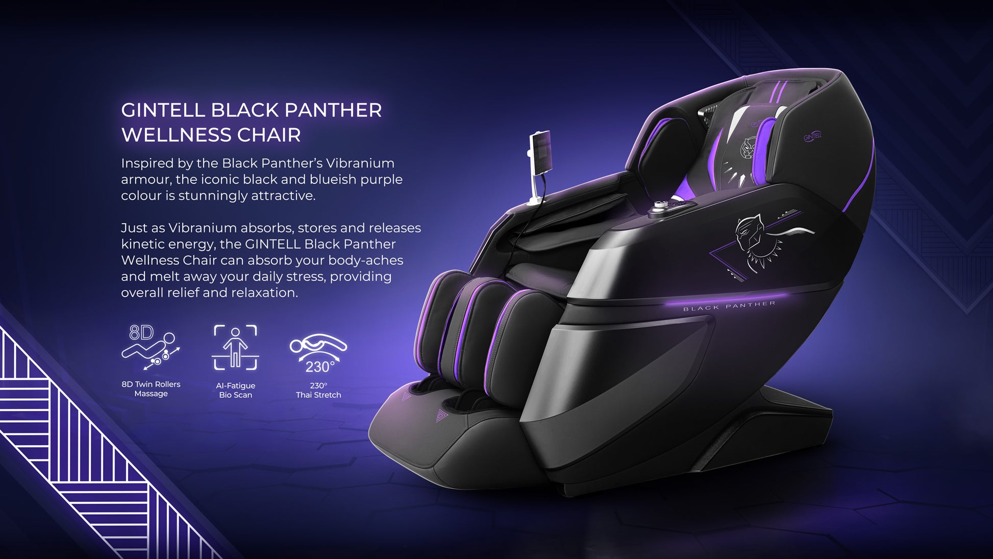 GINTELL Limited Edition Black Panther Wellness Massage Chair
